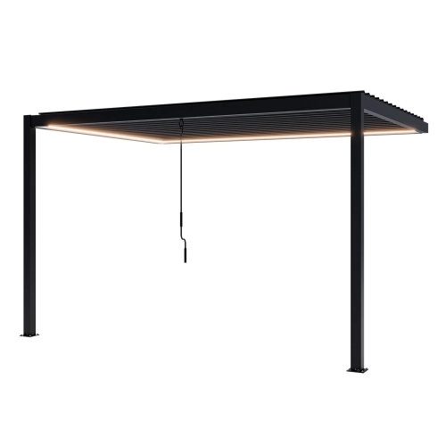 Przyścienna Pergola tarasowa aluminiowa NORDVIC Skyline LED Light - 3 x 4 m Antracyt